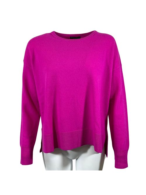 WOMEN'S CREW NECK SWEATER ASYMMETRICAL CUT  FUCSIA ESSENTIEL STUDIO | LMD036FUXIA